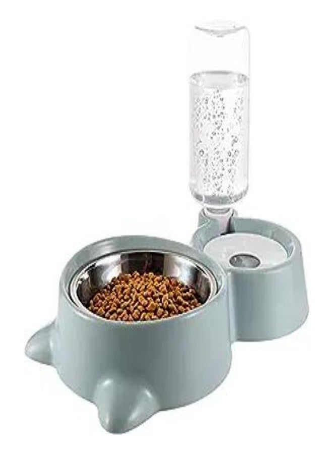 CREDLY Double Dog Cat Bowls Water and Food Bowl Set with Detachable Stainless Steel Bowl Automatic Water Dispenser Bottle Automatic Water Bowl for Cats Dogs Rats Rabbits Guinea Pigs Small Animals - Image 1